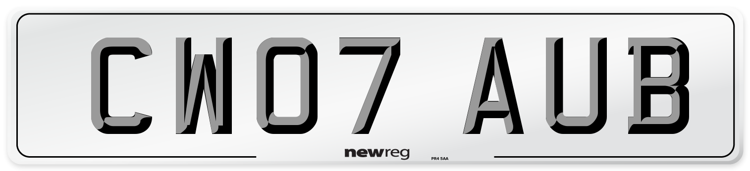 CW07 AUB Number Plate from New Reg